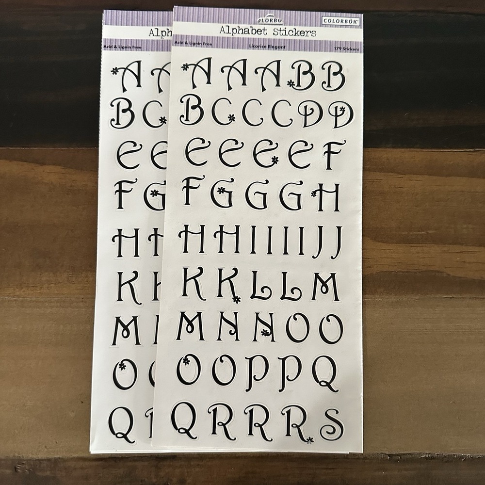 ColorBök Elegant Alphabet Stickers Black 2 Sheets 179 Count 3/4 Inch Letters